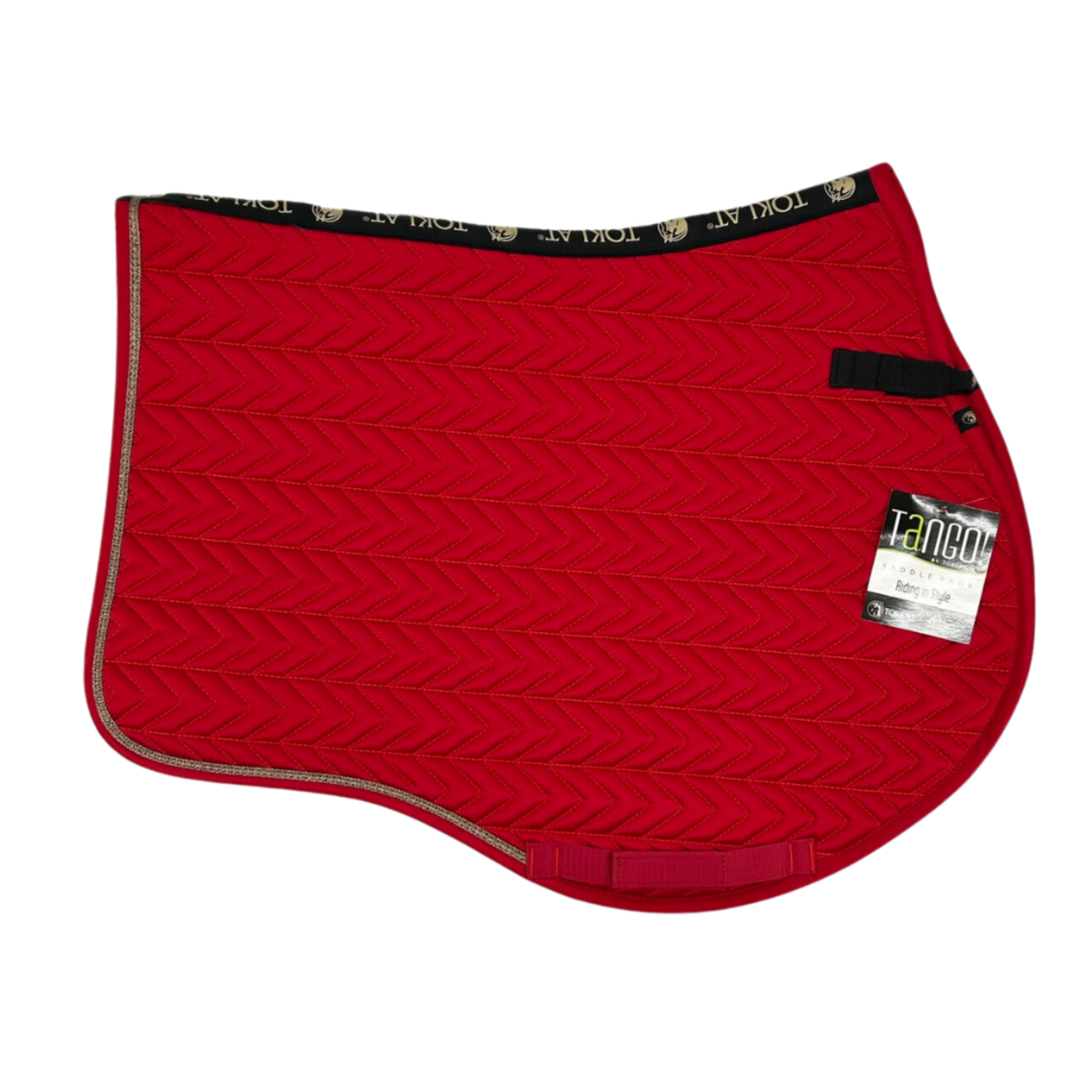 Chili Red saddle pad with chevron pattern.