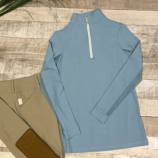 Tailored Sportsman IceFil Zip Shirt, Feeling Blue with Silver Zipper