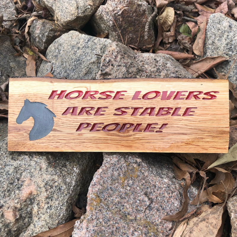 Hand Crafted "Horse Lovers are Stable People" Sign,  Red & Black