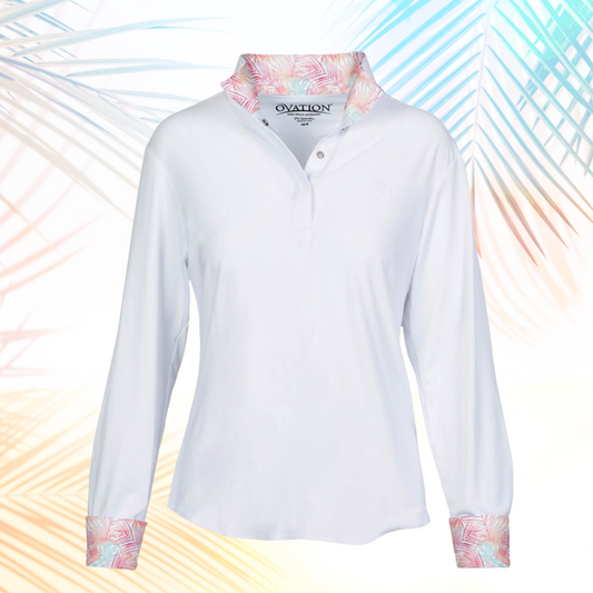 Ovation® Jorden Ladies Tech Show Shirt, Tropical Palms