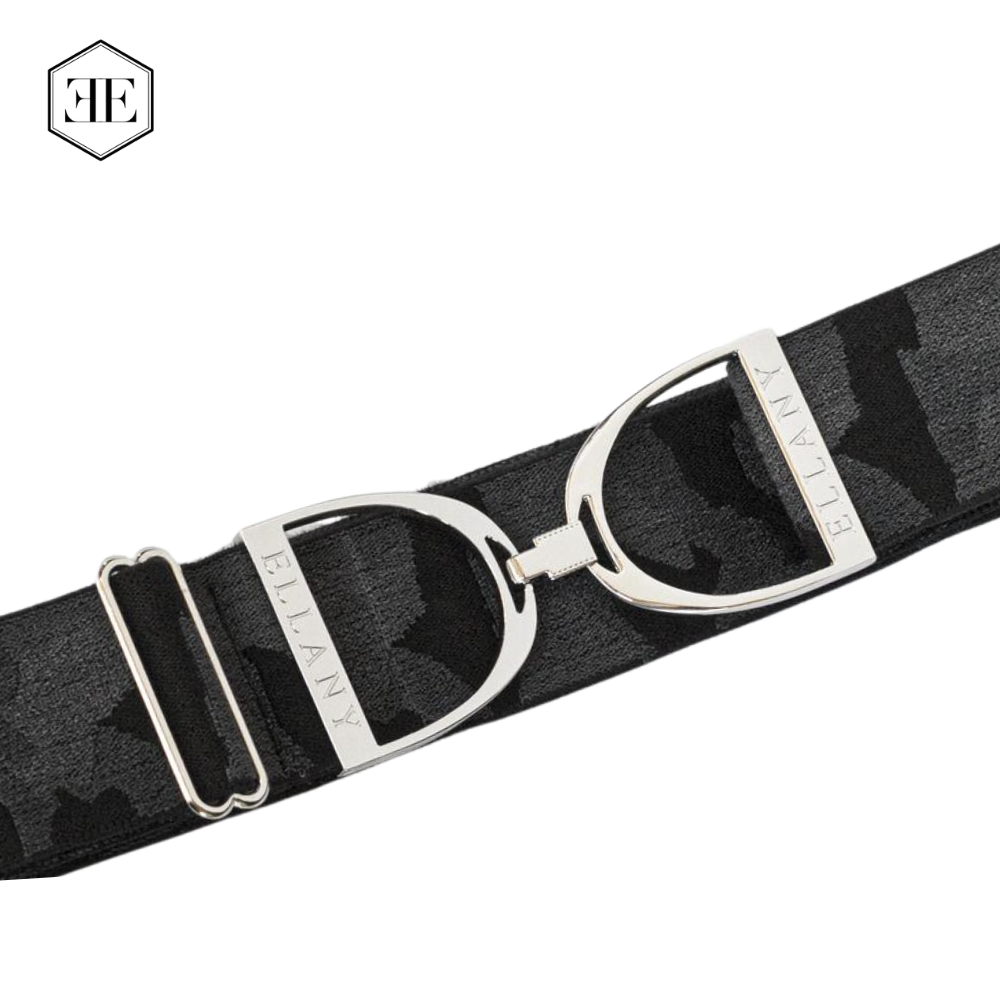 Ellany 2&quot; Black Camo, Silver Stirrup Buckle Belt