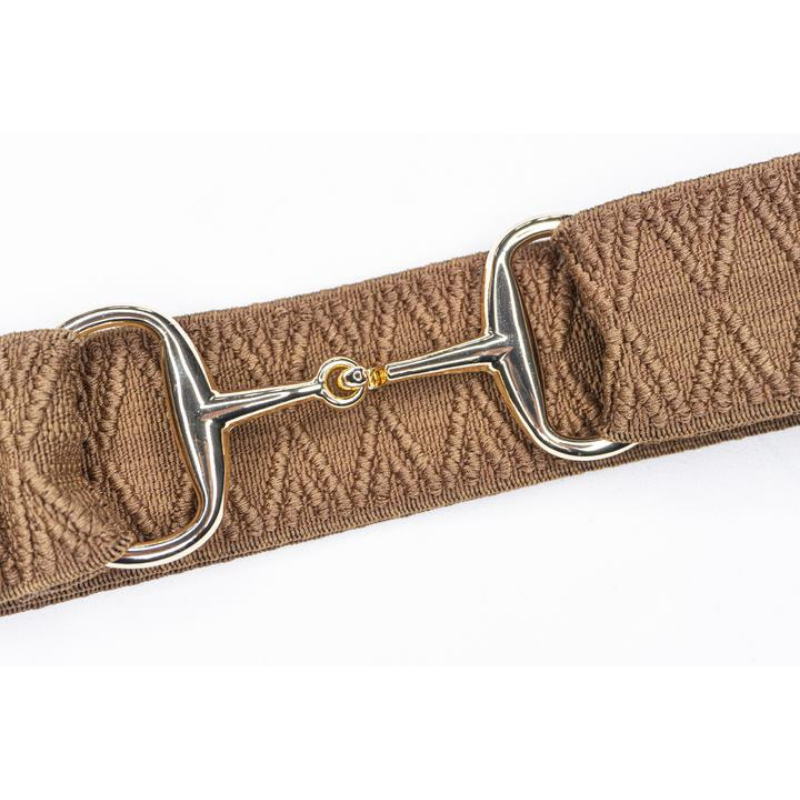 Ellany 1.5" Caramel Dante, Gold Snaffle Buckle Belt