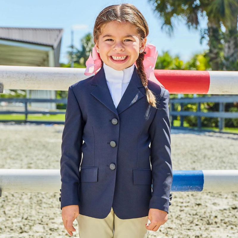 R.J. Classics Hailey II Girls Stretch Show Coat, Navy