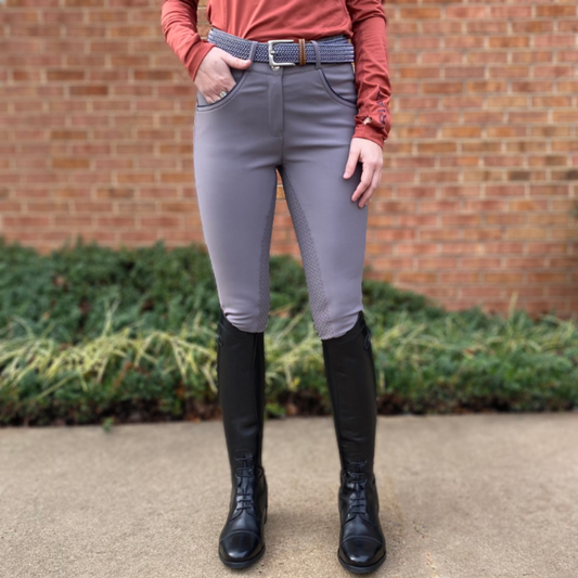 KL Select Gabrielle Full Seat Breeches, Grey/Navy