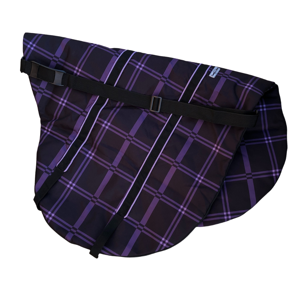 Chestnut Bay Clam Shell Saddle Bag, Black Plaid