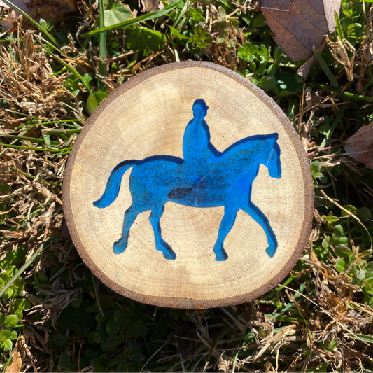 Hand-Crafted Blue Horse and Rider Coasters, Set of 4
