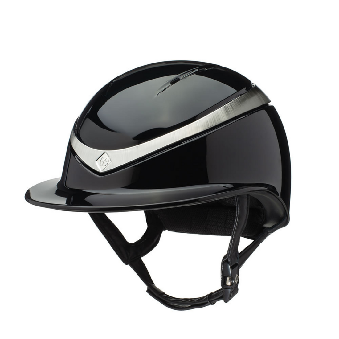 Charles Owen Halo Luxe Wide Peak Black Gloss/Platinum Helmet