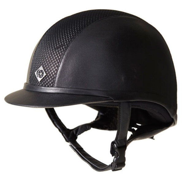 Charles Owen Ayr8 Plus Leather Look Helmet Black/Black Size 7