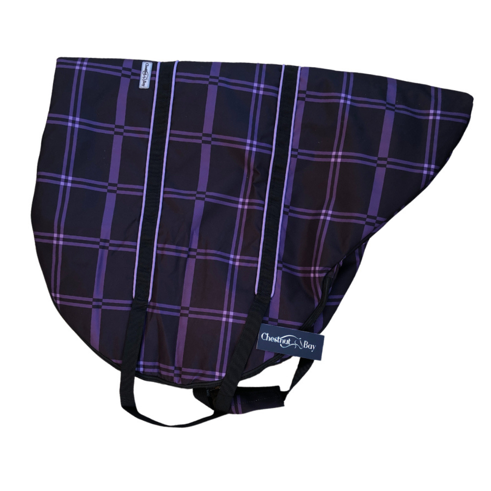 Chestnut Bay Clam Shell Saddle Bag, Black Plaid