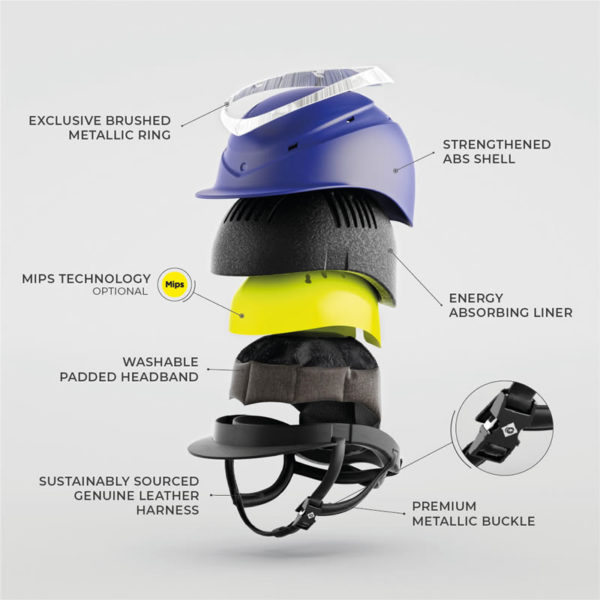 Charles Owen Wide Peak Halo Luxe MIPS Helmet, Black Gloss/Rose Gold